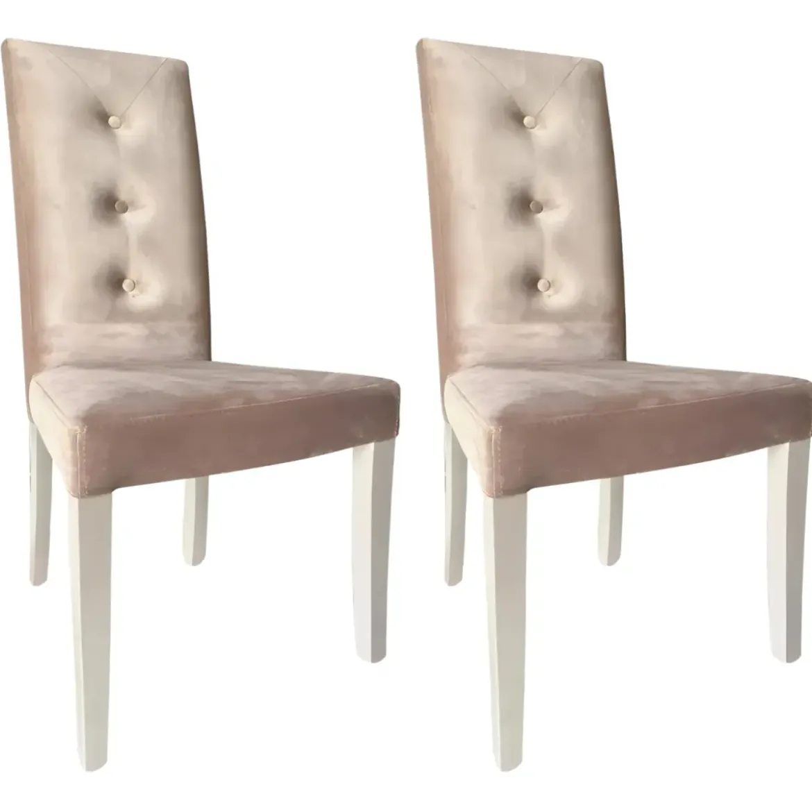 Set 2 Sedie Imbottite Velluto Tortora 3 Bottoni da Interno 47x46x101 cm