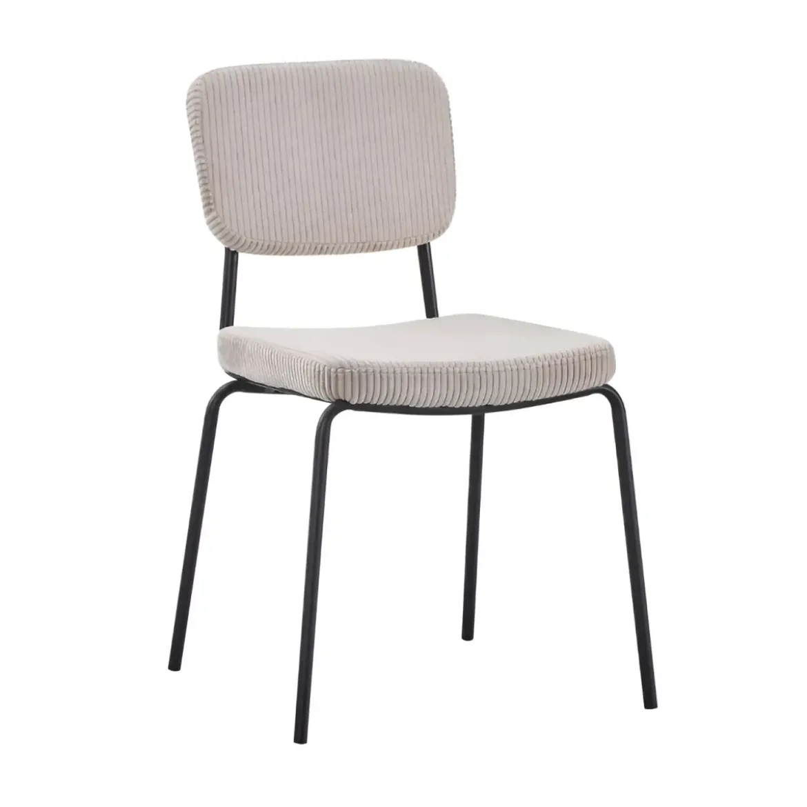 Set 4 Sedie in Tessuto Beige 44x55x83 cm Struttura Metallo Nero
