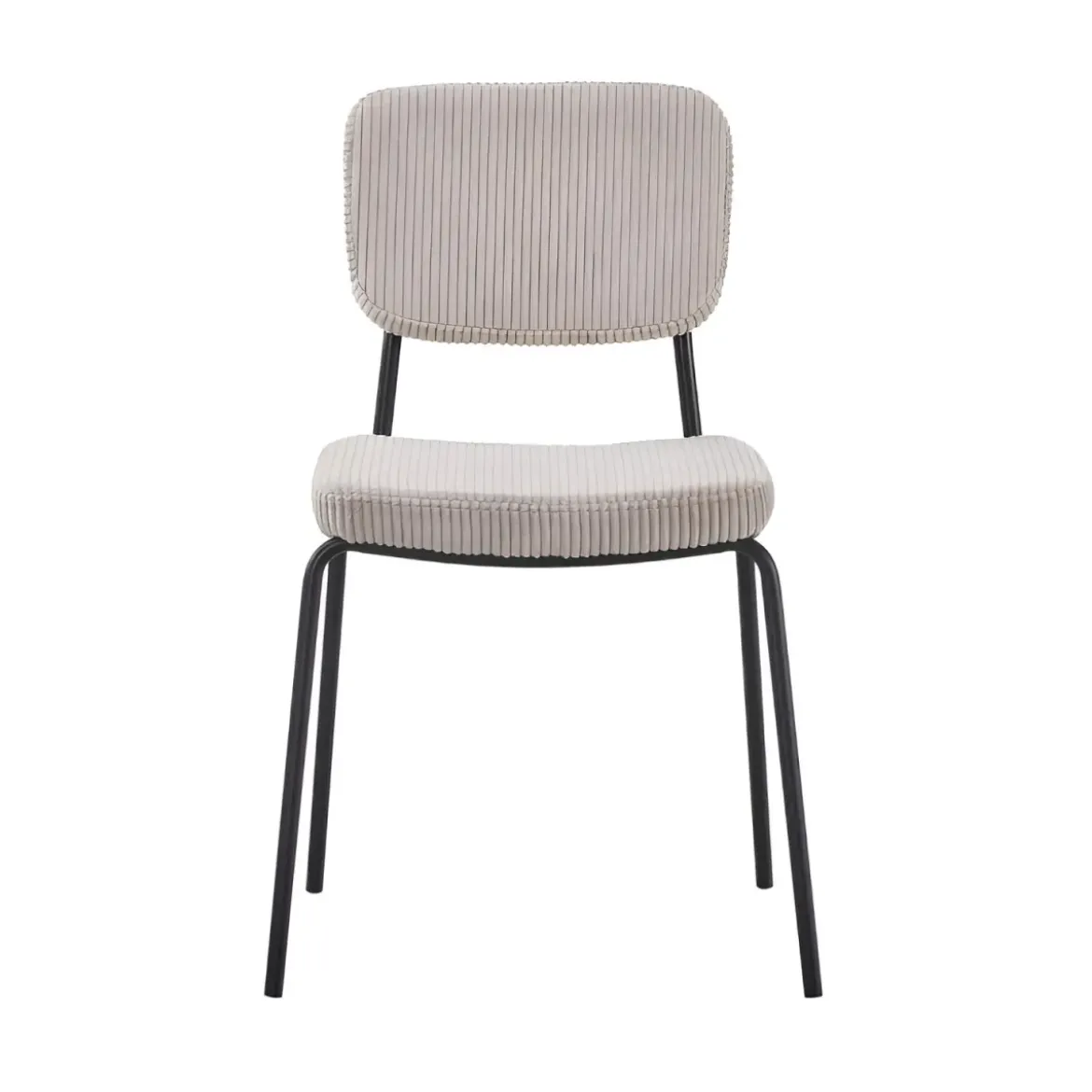 Set 4 Sedie in Tessuto Beige 44x55x83 cm Struttura Metallo Nero