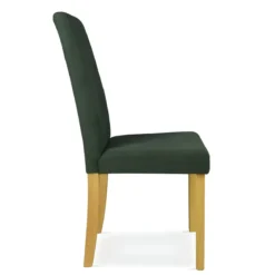 Set 2 Sedie in Tessuto Verde 45x46,5x100 cm Gambe Rovere Sala da Pranzo