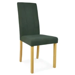 Set 2 Sedie in Tessuto Verde 45x46,5x100 cm Gambe Rovere Sala da Pranzo