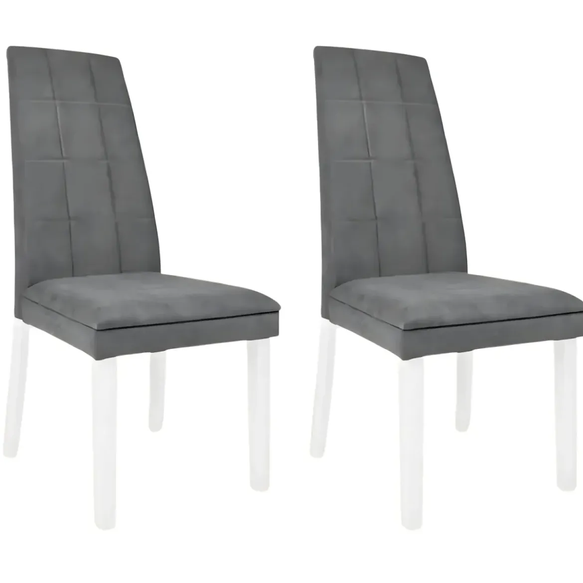 Set 2 Sedie Seduta in Tessuto Grigio Gambe Legno Bianco 46x59,5x101 cm
