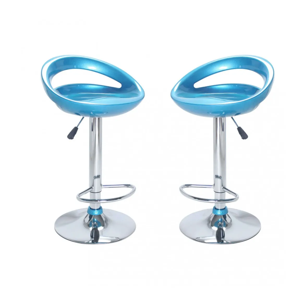 Set 2 Sgabelli Alti Girevoli Regolabili in ABS Blu da Cucina
