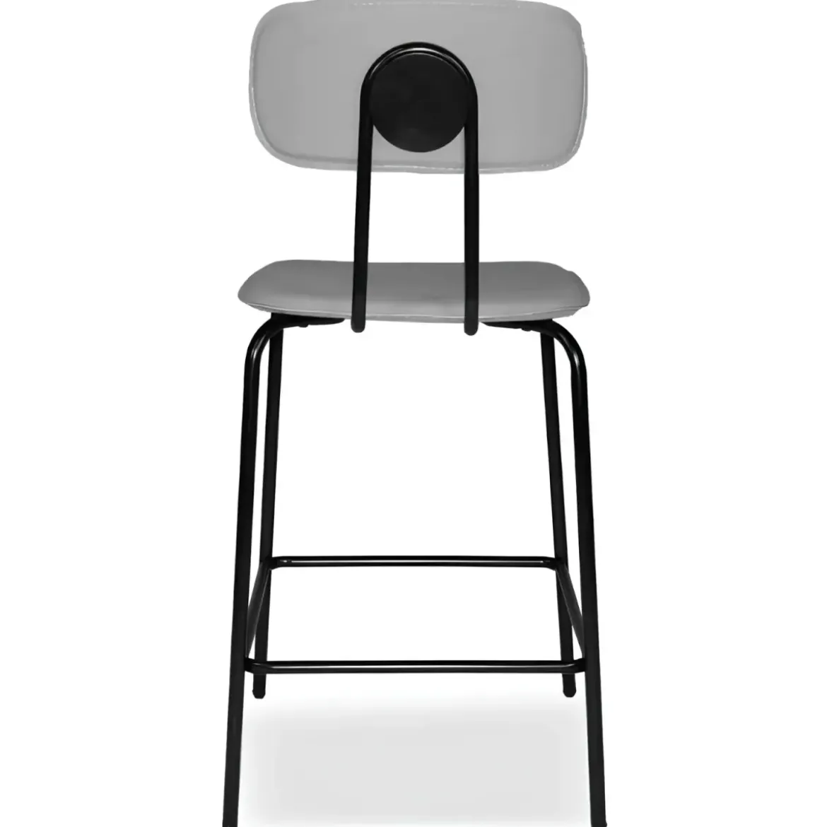 Set 2 Sgabelli Cucina Penisola Ecopelle Grigio Effetto Cuoio Schienale