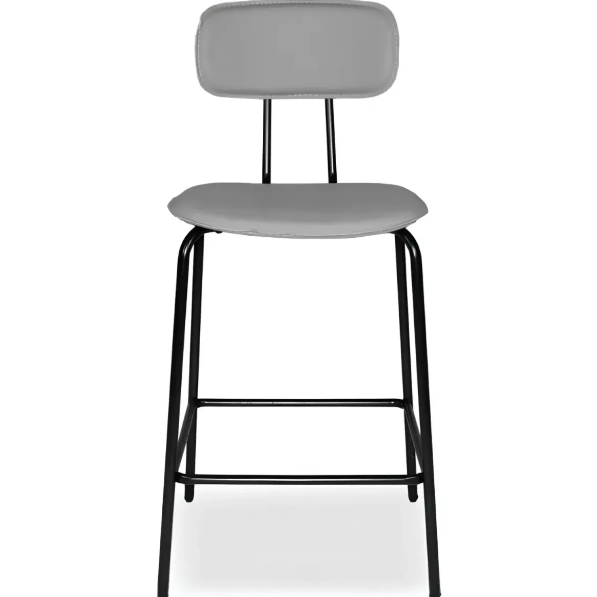 Set 2 Sgabelli Cucina Penisola Ecopelle Grigio Effetto Cuoio Schienale