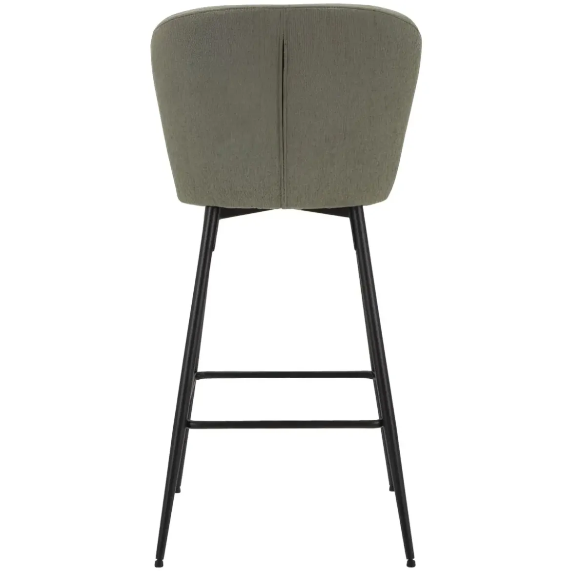 Set 2 Sgabelli da Bar Imbottiti Tessuto Verde Struttura Metallo Nero