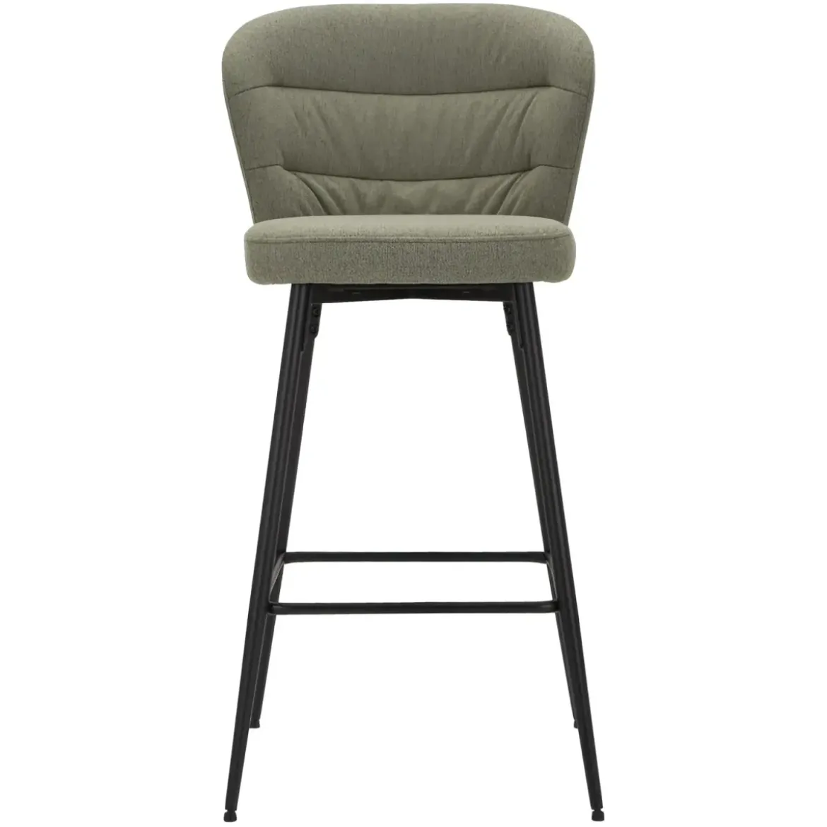Set 2 Sgabelli da Bar Imbottiti Tessuto Verde Struttura Metallo Nero
