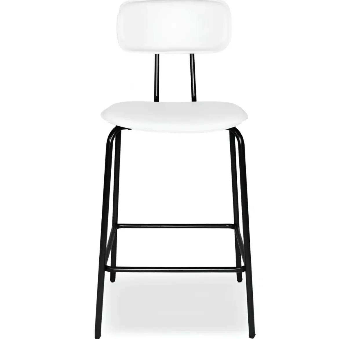 Set 2 Sgabelli da Bar per Cucina Penisola Ecopelle Bianco con Schienale