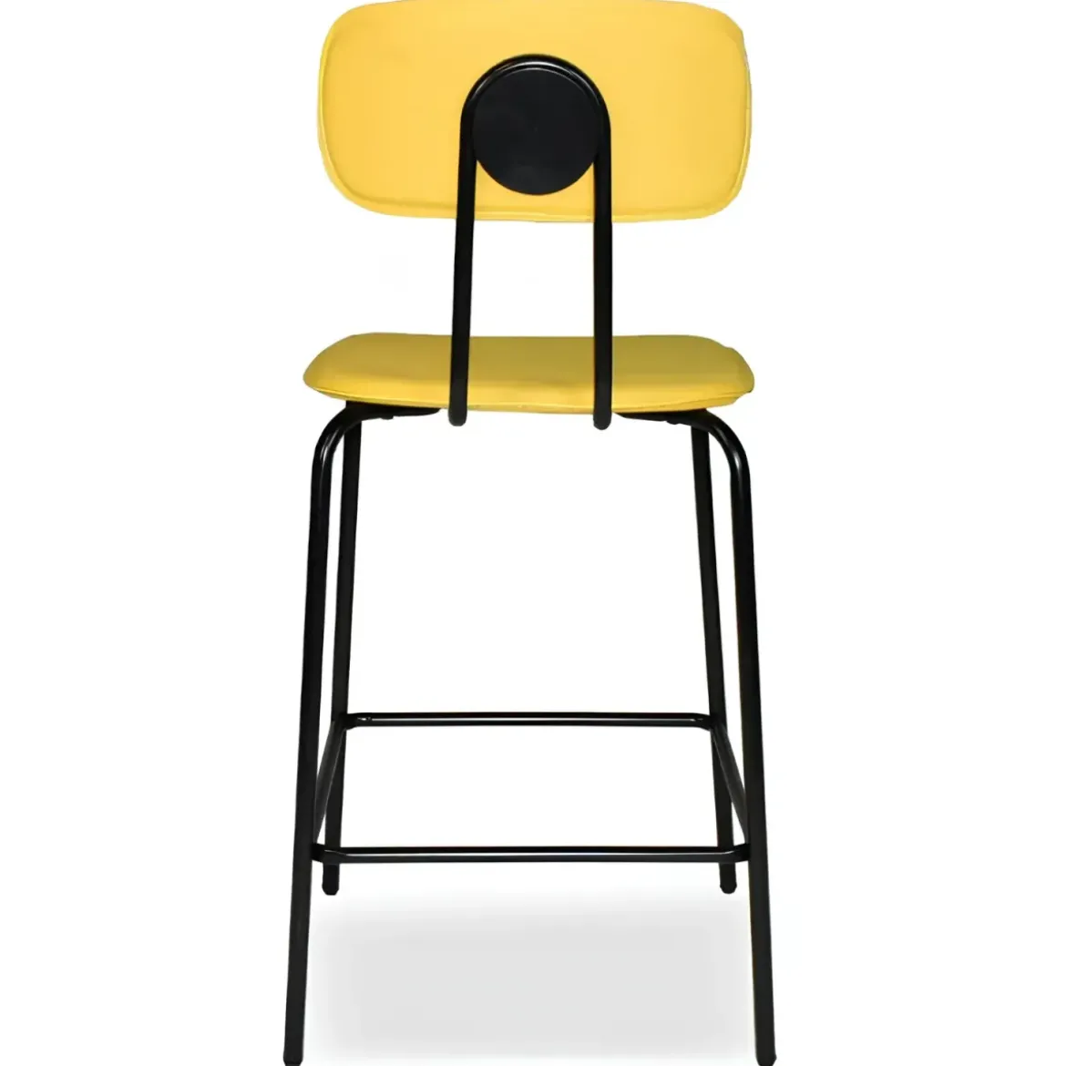 Set 2 Sgabelli da Bar per Cucina Penisola Ecopelle Giallo Effetto Cuoio