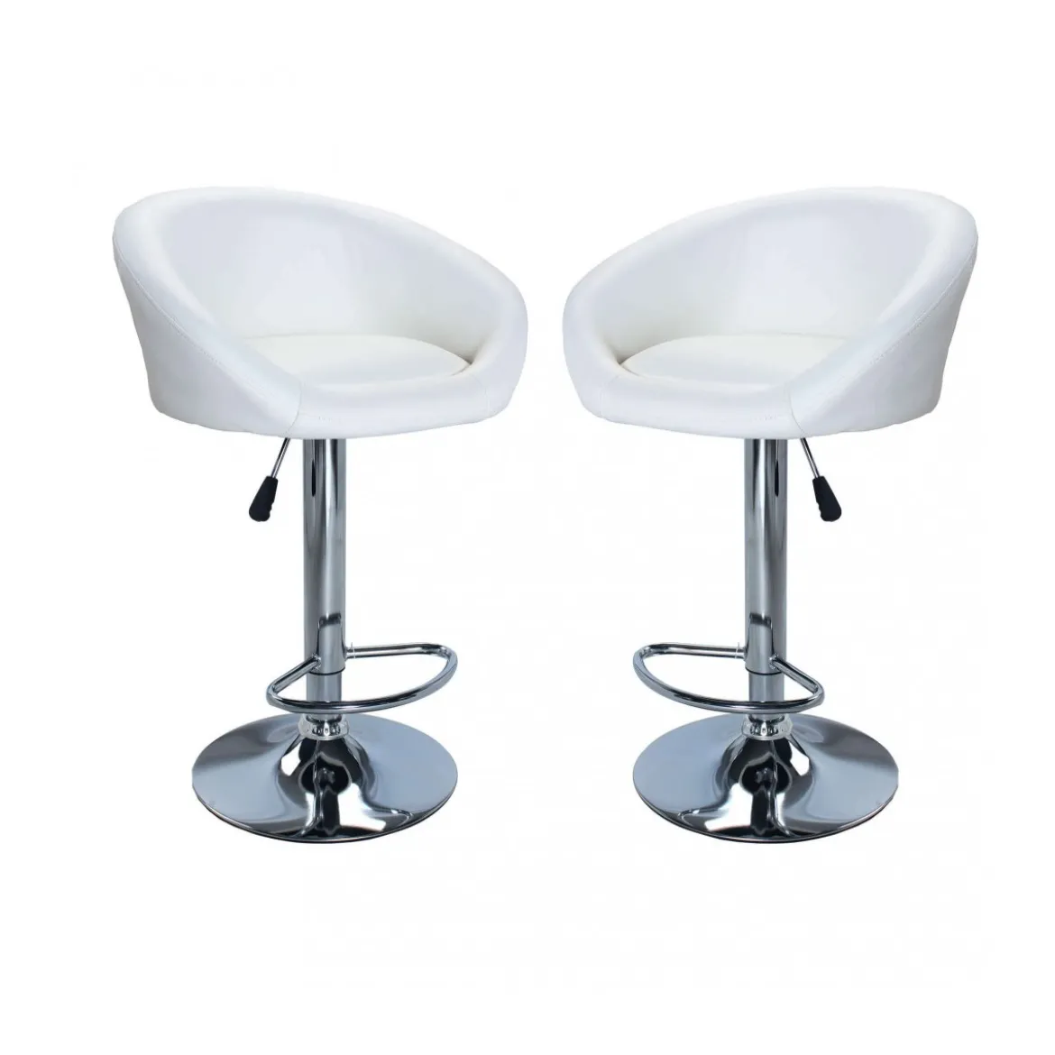 Set 2 Sgabelli Girevoli Bianco in Ecopelle Regolabili 47,5 x 52,5 x 80,5/101,5 cm