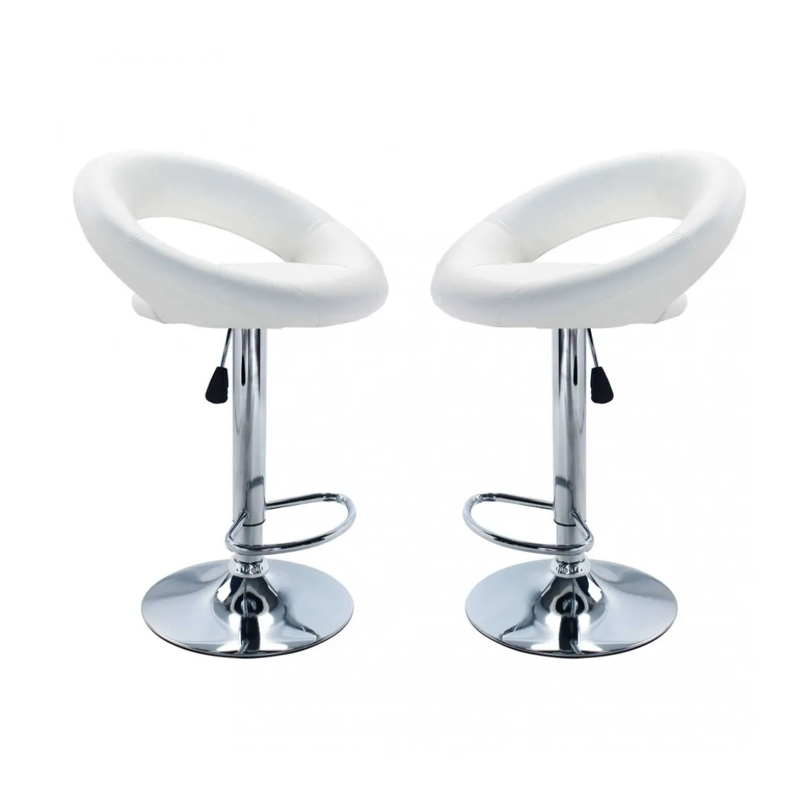Set 2 Sgabelli Kendal Girevoli Bianco in Ecopelle Regolabili