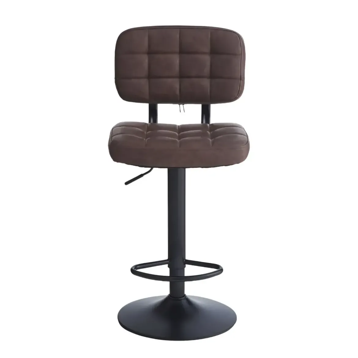 Set 4 Sgabelli Regolabili Ecopelle Marrone con Struttura Metallo Nero