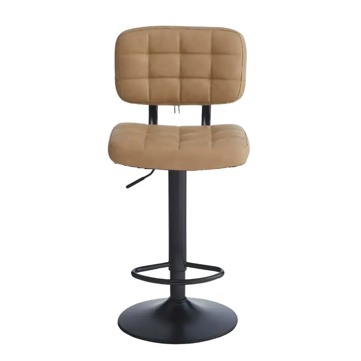 Set 4 Sgabello Regolabili Ecopelle Cammello Struttura in Metallo Nero