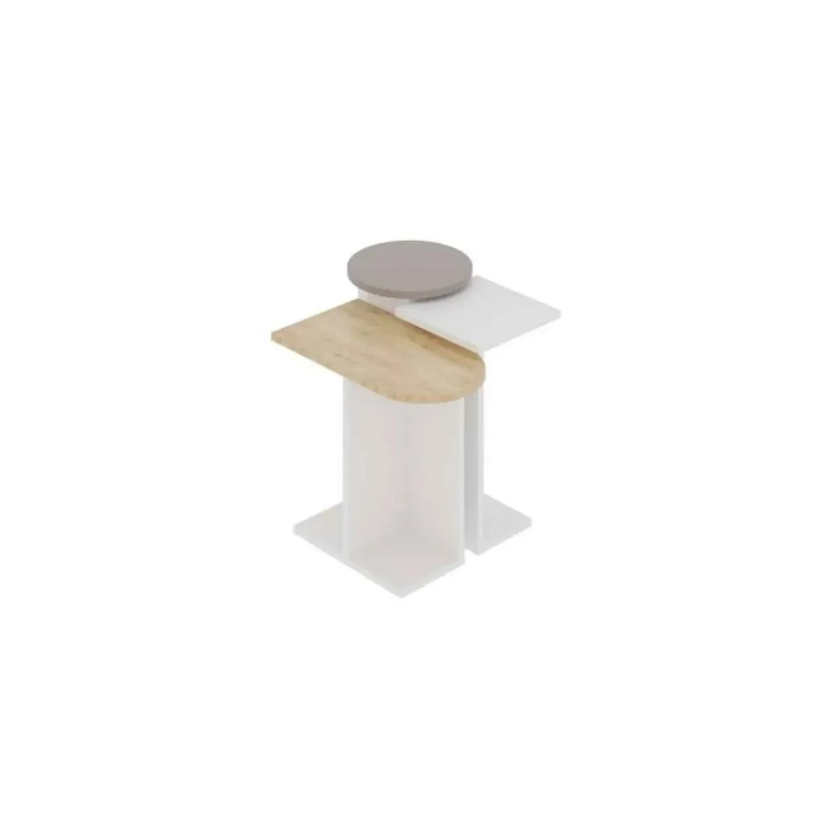 Set 3 Tavolini da Salotto Multiforma Bianco Rovere Mocha