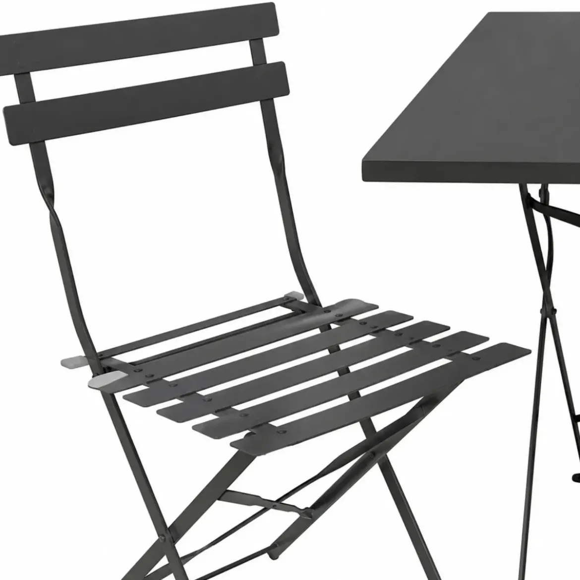Set Tavolo da Giardino Rettangolare 70x110 cm con 4 Sedie Antracite