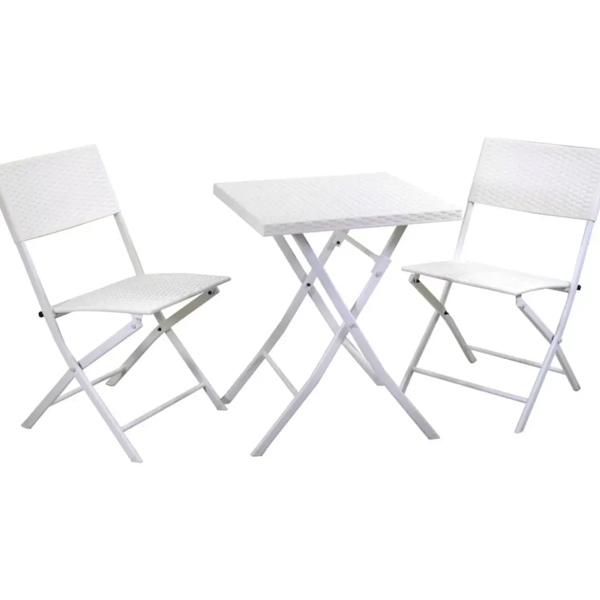 Set Tavolo e Sedie Pieghevoli da Balcone Acciaio e Polirattan Giardino Esterno