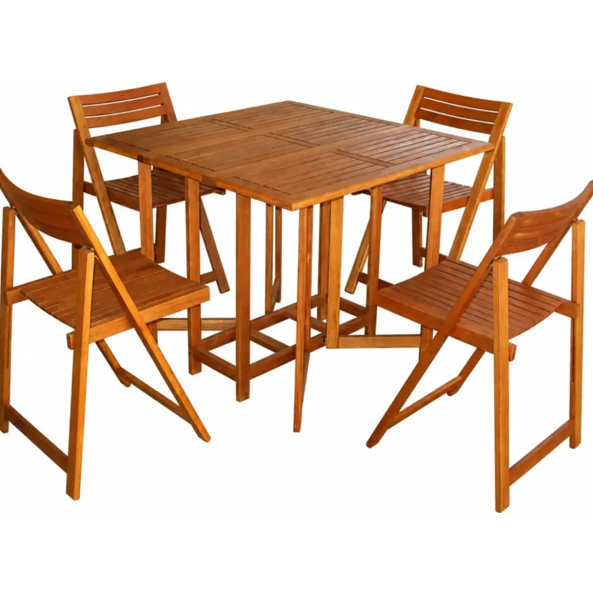 Set Tavolo 4 Sedie Pranzo Pieghevole Legno da Giardino Pic Nic Terrazzo