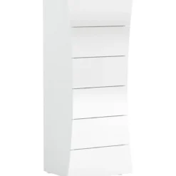 Settimino a 6 Cassetti Bianco Lucido Cassettiera Alta in Legno per Camera