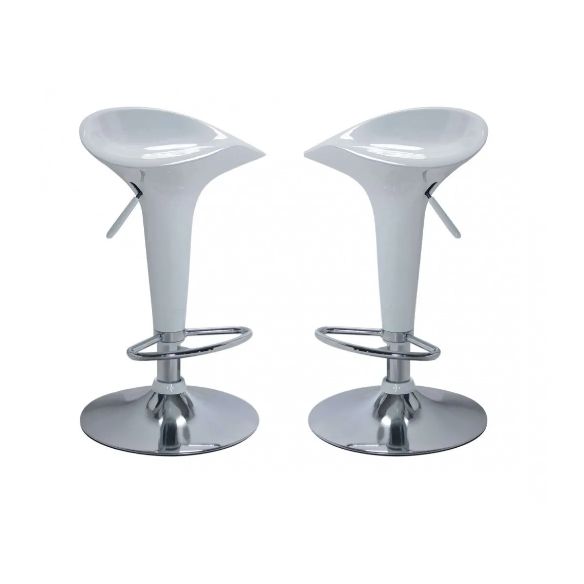2 Sgabelli Alti Bianchi da Cucina Design Moderni Seduta in Plastica
