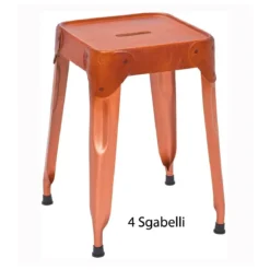 4 Sgabelli Bassi in Metallo Ecopelle Industrial Moderni Design da Cucina Bar