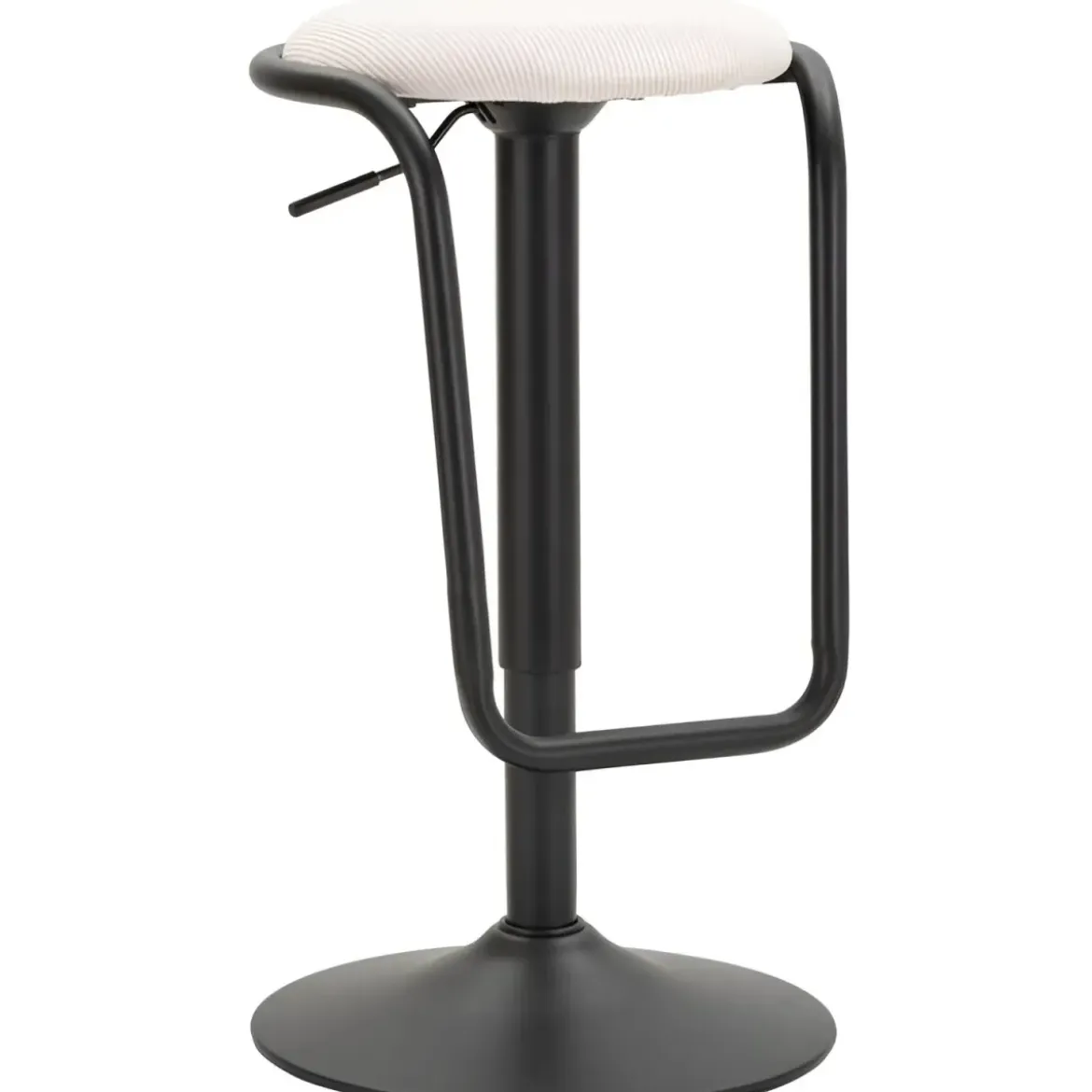 Sgabello Bar Girevole Regolabile Metallo Nero Tessuto Imbottito Beige