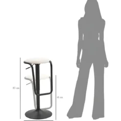 Sgabello Bar Girevole Regolabile Metallo Nero Tessuto Imbottito Beige