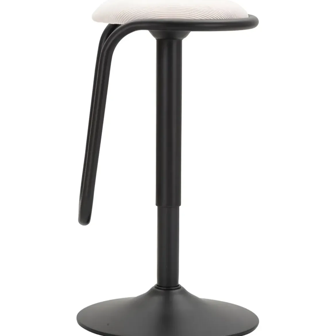 Sgabello Bar Girevole Regolabile Metallo Nero Tessuto Imbottito Beige