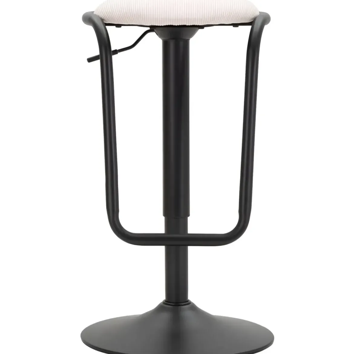 Sgabello Bar Girevole Regolabile Metallo Nero Tessuto Imbottito Beige