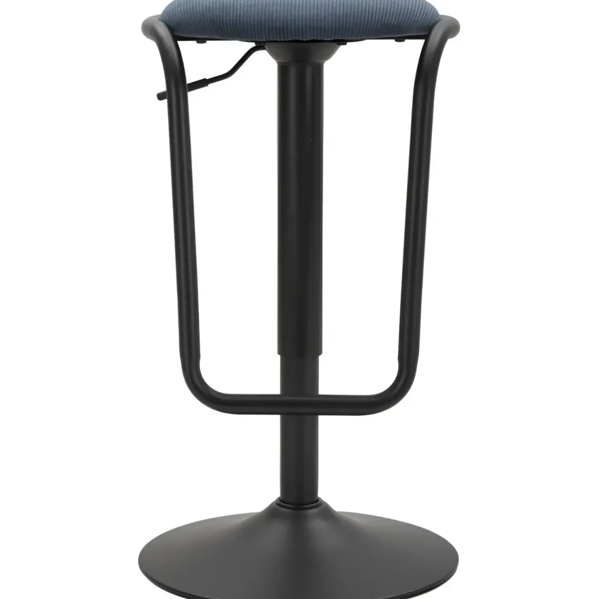 Sgabello Bar Girevole Regolabile Metallo Nero Tessuto Imbottito Blu