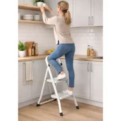 Sgabello Scaletta Pieghevole in Acciaio 2 Gradini 47 cm Salvaspazio