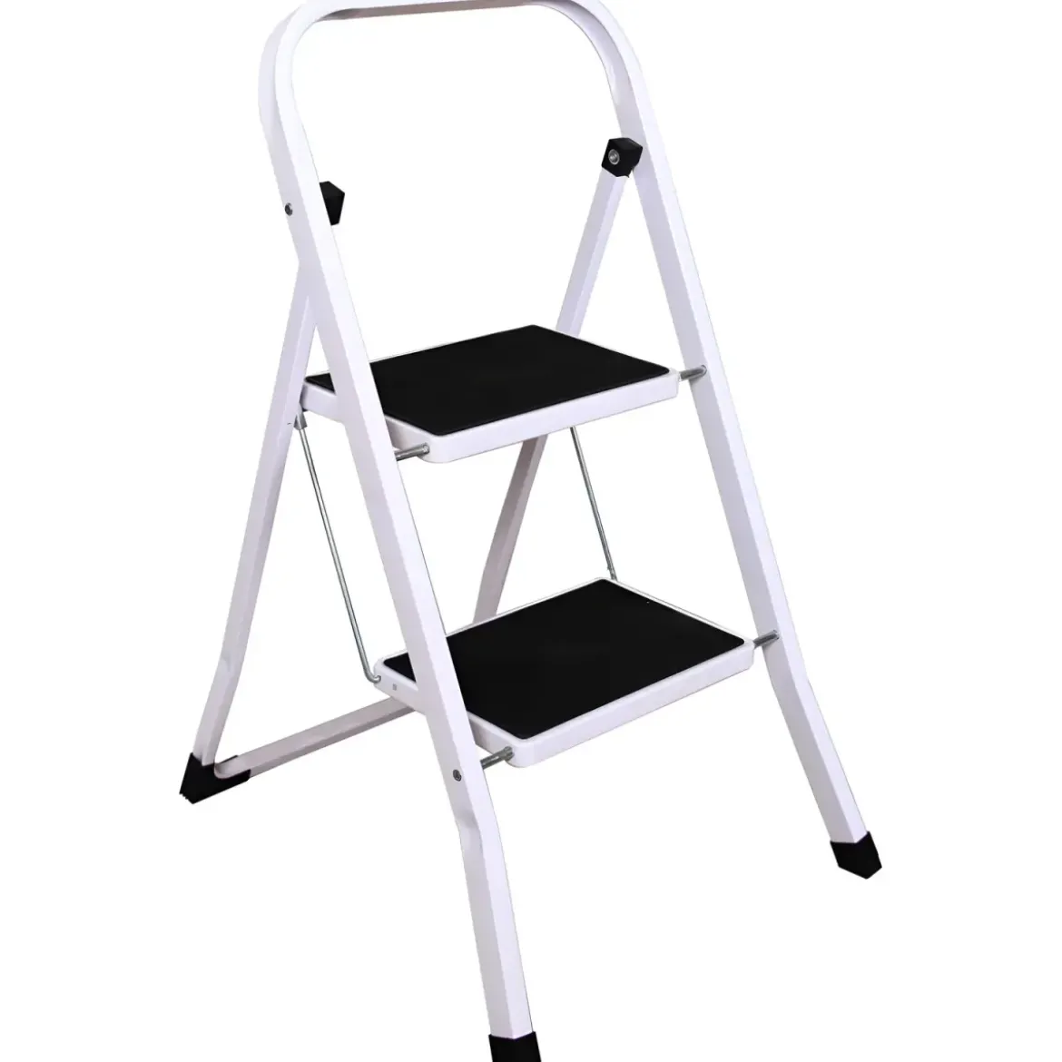 Sgabello Scaletta Pieghevole Acciaio 2 Gradini 47 cm Antiscivolo Nero