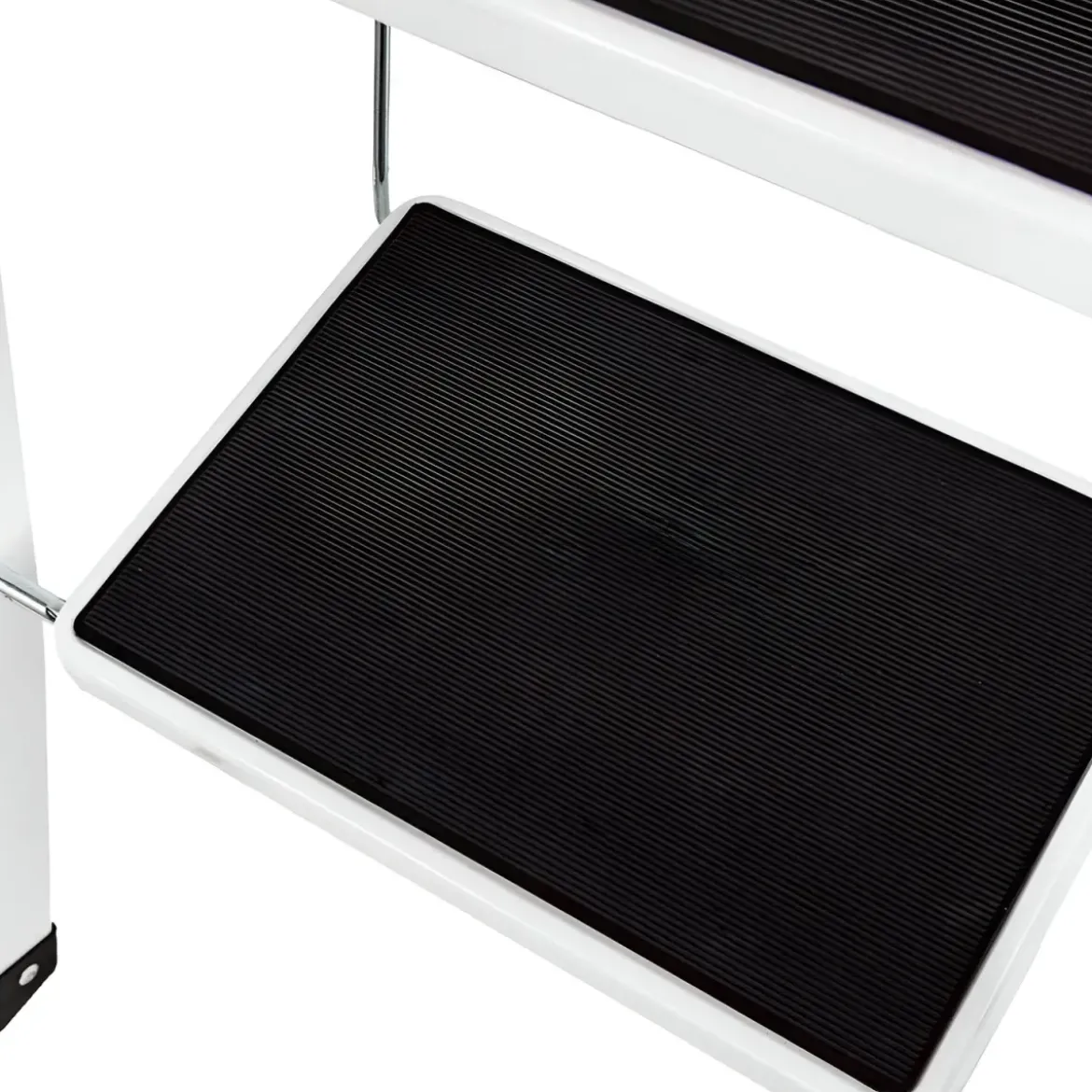 Sgabello Scaletta Pieghevole Acciaio 2 Gradini 47 cm Antiscivolo Nero