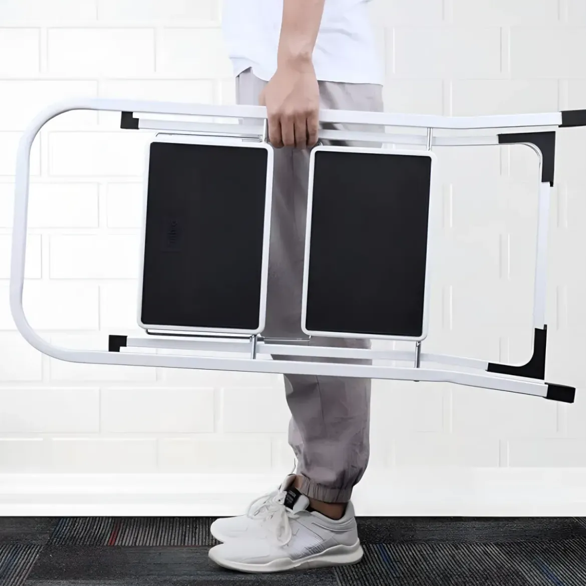 Sgabello Scaletta Pieghevole Acciaio 2 Gradini 47 cm Antiscivolo Nero