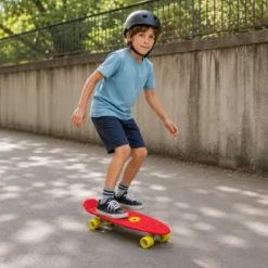 Skateboard 57x15 Rosso con Cuscinetti ABEC7 in Polipropilene