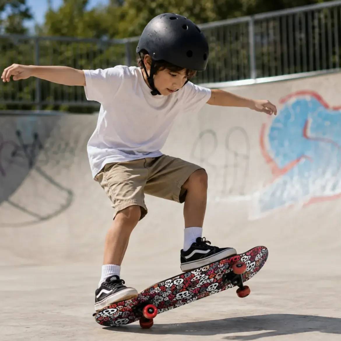 Skateboard 60x15 Scheletri Multistrato Acero 9 Strati Ruote Rosse PVC