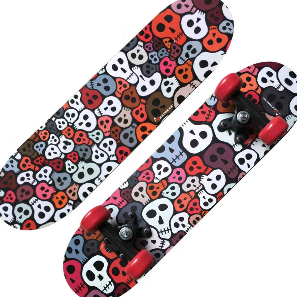 Skateboard 60x15 Scheletri Multistrato Acero 9 Strati Ruote Rosse PVC