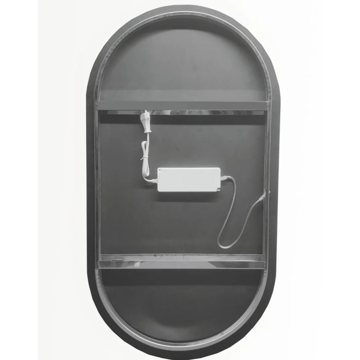 Specchio con Illuminazione a Led 63x110 cm per Bagno Ovale Reversibile