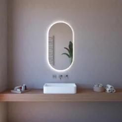 Specchio Ovale Retroilluminato a Led 63x110 cm per Bagno Reversibile