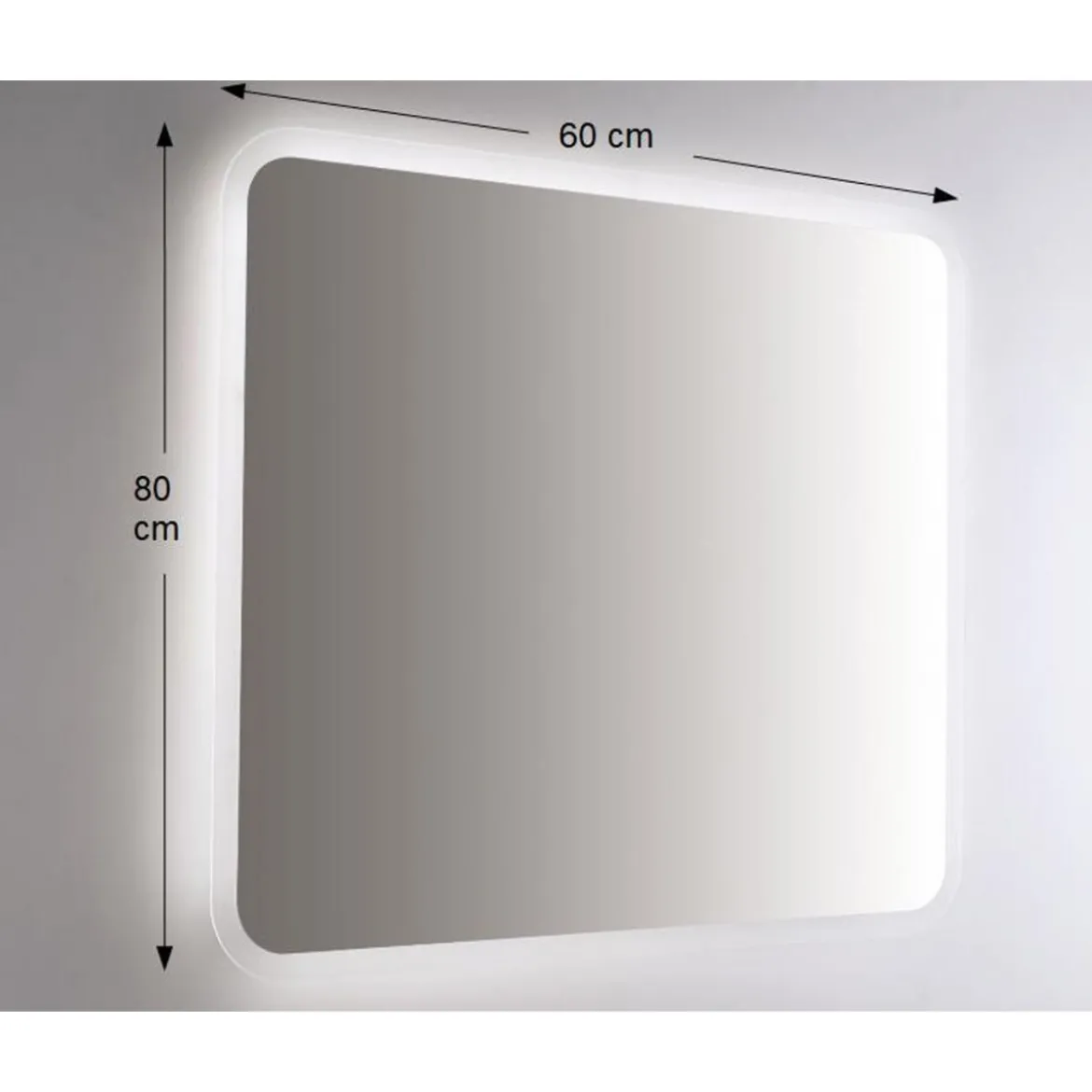Specchio Retroilluminato a Led 80x60 Rettangolare Reversibile per Bagno
