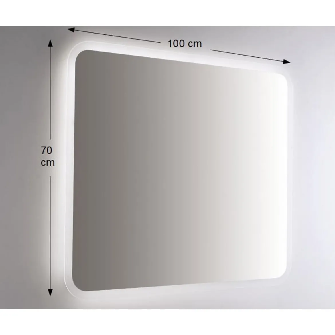 Specchio Retroilluminato da Bagno Rettangolare 100x70 a Led da Parete