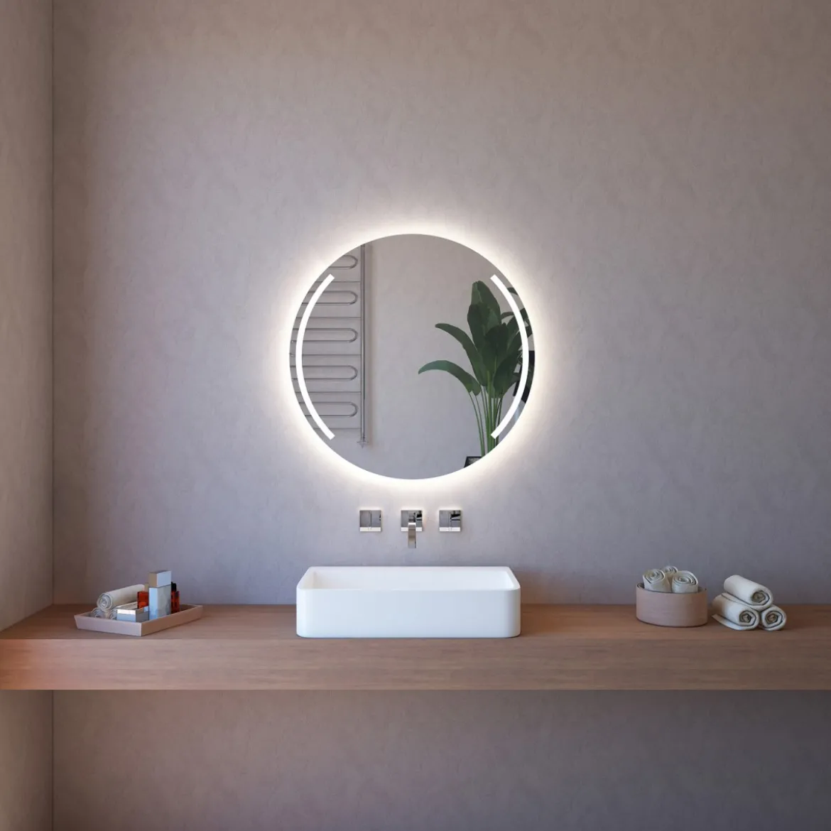 Specchio Rotondo con Illuminazione Perimetrale Led 75 cm per Bagno