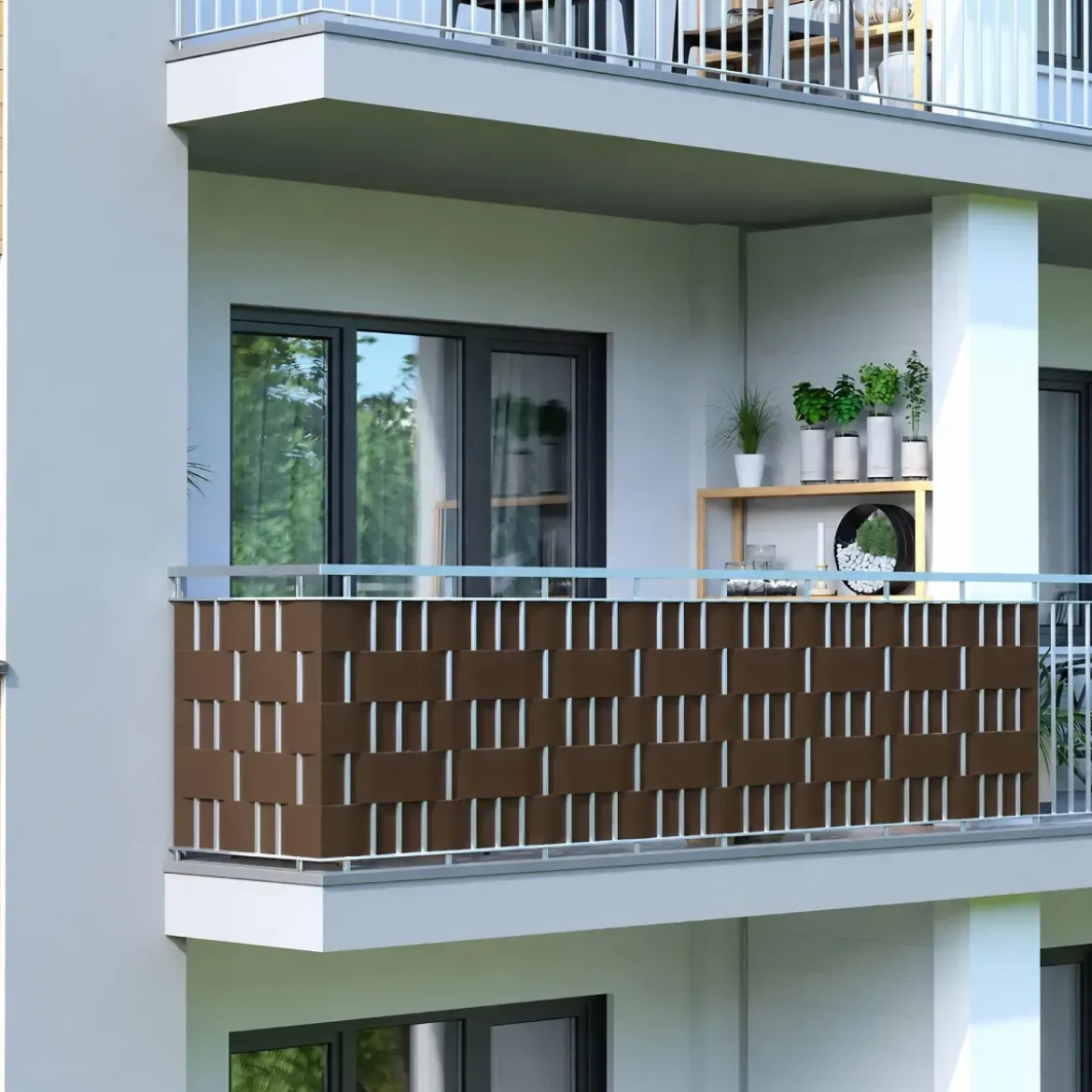 Strisce Frangivista per Recinzioni in PVC Marrone 35m con 20 Clip