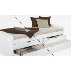 Struttura 2 Letti singoli 90x200 cm Bianco con Cassetti