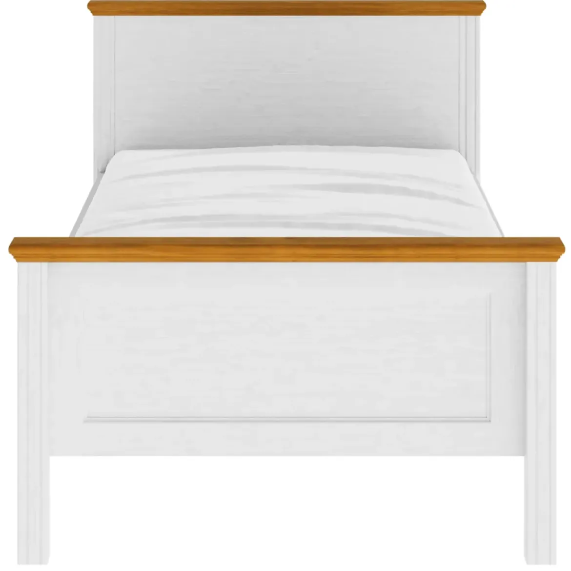 Struttura Letto Singolo 90x200 cm in Pino Massello Bianco Rovere