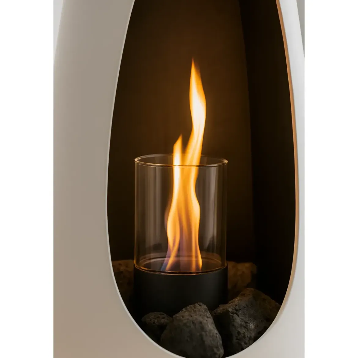 Stufa a Bioetanolo Conica Statica 3 kW Bruciatore Rotondo Bianco