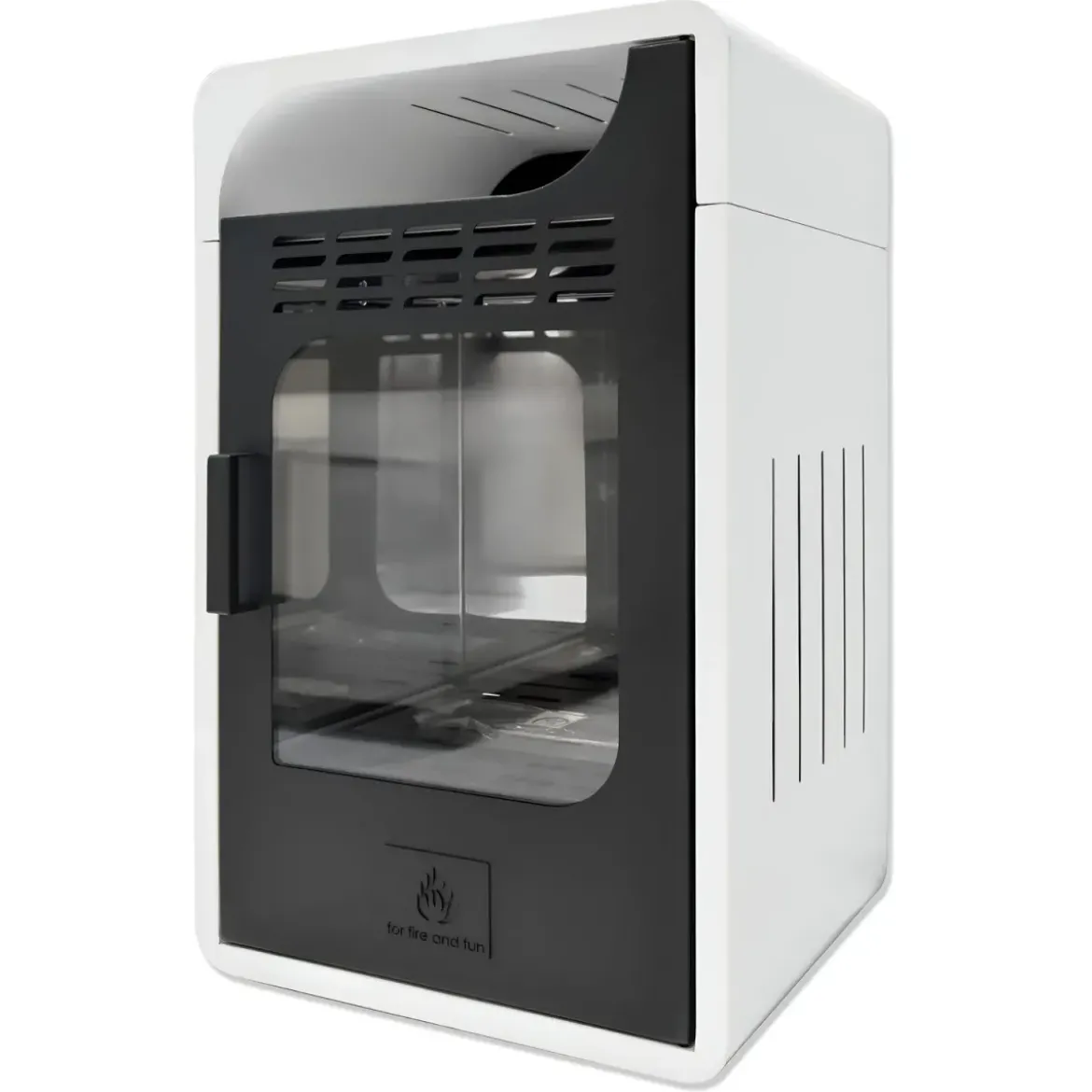 Stufa a Bioetanolo Ventilata 3 kW a Pavimento Bruciatore 1,5 lt Bianco