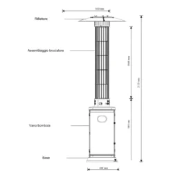 Stufa a Gas a Fungo da Esterno 10500W Cilindrica Acciaio Inox Lucido