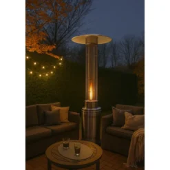 Stufa a Gas a Fungo da Esterno 10500W Cilindrica Acciaio Inox Lucido