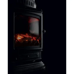 Stufa a Gas 3.4 Kw Effetto Camino Fiamma Vera Nero Matt con Controllo Calore