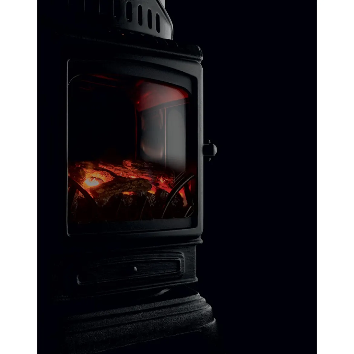 Stufa a Gas 3.4 Kw Effetto Camino Fiamma Vera Nero Matt con Controllo Calore